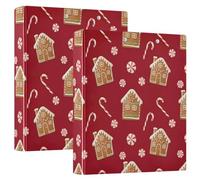3 Ring Binder 2 Pack, Gingerbread Houses D Ring Binders with Clipboard Large 3 Ring Binders for School, College, Office