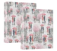 3 Ring Binder 2 Pack, Romantic Pink Cherry Blossom D Ring Binder with Clipboard Large 3 Ring Binders for School, College, Office
