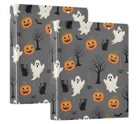 3 Ring Binder 2 Pack, White Ghosts D Ring Binders with Clipboard Large 3 Ring Binders for School, College, Office