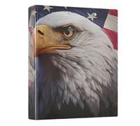 3 Ring Binder American Flag Eagle Head A4 Binders with Clip Hold 200 Sheets with PVC Pockets Files Organisation for School Office Supplies 1 Pack
