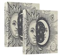 3 Ring Binder Astrology Moon Sun A4 Binders with Clip Hold 200 Sheets with PVC Pockets Files Organisation for School Office Supplies 2 Pack