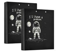 3 Ring Binder Astronauts on The Moon A4 Binders with Clip Hold 200 Sheets with PVC Pockets Files Organisation for School Office Supplies 2 Pack