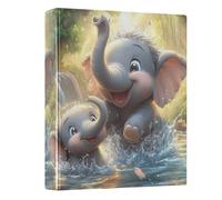 3 Ring Binder Baby and Mother Elephant A4 Binders with Clip Hold 200 Sheets with PVC Pockets Files Organisation for School Office Supplies 1 Pack