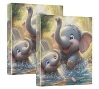3 Ring Binder Baby and Mother Elephant A4 Binders with Clip Hold 200 Sheets with PVC Pockets Files Organisation for School Office Supplies 2 Pack