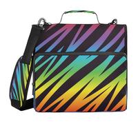 3 Ring Binder Bag with Zipper Colorful Zebra Stripe,Multi-Pockets Organizer with Shoulder Strap and Handle for School Work Office Animal Print