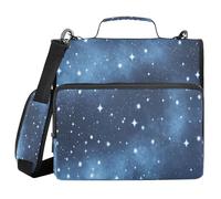 3 Ring Binder Bag with Zipper Galaxy Stars Stardust,Multi-Pockets Organizer with Shoulder Strap and Handle for School Work Office Blue Star