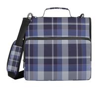 3 Ring Binder Bag with Zipper Retro Tartan Scotland,Multi-Pockets Organizer with Shoulder Strap and Handle for School Work Office Plaid Vintage