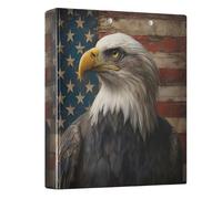 3 Ring Binder Bald Eagle American Flag A4 Binders with Clip Hold 200 Sheets with PVC Pockets Files Organisation for School Office Supplies 1 Pack