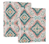 3 Ring Binder Batik Printing-a A4 Binders with Clip Hold 200 Sheets with PVC Pockets Files Organisation for School Office Supplies 2 Pack