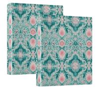 3 Ring Binder Batik Printing A4 Binders with Clip Hold 200 Sheets with PVC Pockets Files Organisation for School Office Supplies 2 Pack