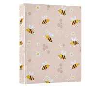 3 Ring Binder Bee Flower Pink A4 Binders with Clip Hold 200 Sheets with PVC Pockets Files Organisation for School Office Supplies 1 Pack