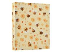 3 Ring Binder Bee Yellow Flower A4 Binders with Clip Hold 200 Sheets with PVC Pockets Files Organisation for School Office Supplies 1 Pack