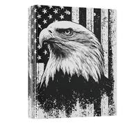 3 Ring Binder Black and White American Flag Eagle A4 Binders with Clip Hold 200 Sheets with PVC Pockets Files Organisation for School Office Supplies 1 Pack
