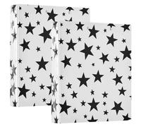 3 Ring Binder Black Five-Pointed Star A4 Binders with Clip Hold 200 Sheets with PVC Pockets Files Organisation for School Office Supplies 2 Pack
