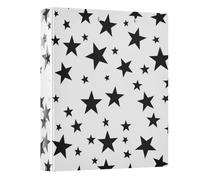 3 Ring Binder Black Five-Pointed Star A4 Binders with Clip Hold 200 Sheets with PVC Pockets Files Organisation for School Office Supplies 1 Pack