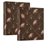 3 Ring Binder Brown Football A4 Binders with Clip Hold 200 Sheets with PVC Pockets Files Organisation for School Office Supplies 2 Pack
