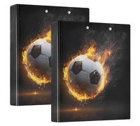 3 Ring Binder Burning Football A4 Binders with Clip Hold 200 Sheets with PVC Pockets Files Organisation for School Office Supplies 2 Pack