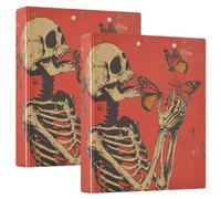 3 Ring Binder Butterfly and Skull A4 Binders with Clip Hold 200 Sheets with PVC Pockets Files Organisation for School Office Supplies 2 Pack