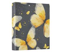 3 Ring Binder Butterfly Yellow Butterflies 1.5 inch Binders Three Ring Binders with Clipboard Fit 8.5'' x 11'' Paper 3 Interior PVC Clear Pockets for Office Supplies