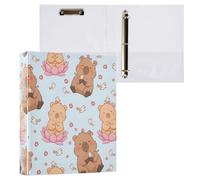 3 Ring Binder Capybara Flowers Bird Pattern 1.5 Inch Round Rings Holds 200 Sheets,3Ring Binders with Anti-Slip Metal Clip