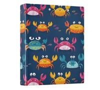 3 Ring Binder Cartoon Colorful Crab A4 Binders with Clip Hold 200 Sheets with PVC Pockets Files Organisation for School Office Supplies 1 Pack