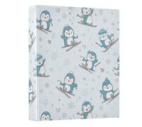 3 Ring Binder Cartoon Penguin Skiing A4 Binders with Clip Hold 200 Sheets with PVC Pockets Files Organisation for School Office Supplies 1 Pack