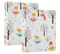 3 Ring Binder Cartoon Snowman Tree A4 Binders with Clip Hold 200 Sheets with PVC Pockets Files Organisation for School Office Supplies 2 Pack