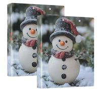 3 Ring Binder Christmas Snowman A4 Binders with Clip Hold 200 Sheets with PVC Pockets Files Organisation for School Office Supplies 2 Pack