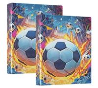 3 Ring Binder Collorful Football B A4 Binders with Clip Hold 200 Sheets with PVC Pockets Files Organisation for School Office Supplies 2 Pack