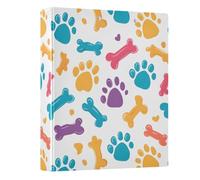 3 Ring Binder Colored Claw Print Bones A4 Binders with Clip Hold 200 Sheets with PVC Pockets Files Organisation for School Office Supplies 1 Pack