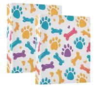 3 Ring Binder Colored Claw Print Bones A4 Binders with Clip Hold 200 Sheets with PVC Pockets Files Organisation for School Office Supplies 2 Pack