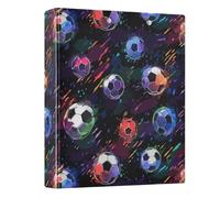 3 Ring Binder Colorful Soccer Ball A4 Binders with Clip Hold 200 Sheets with PVC Pockets Files Organisation for School Office Supplies 1 Pack