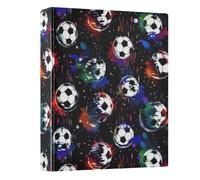 3 Ring Binder Colorful Soccer Balls A4 Binders with Clip Hold 200 Sheets with PVC Pockets Files Organisation for School Office Supplies 1 Pack