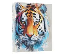 3 Ring Binder Colorful Tiger Face A A4 Binders with Clip Hold 200 Sheets with PVC Pockets Files Organisation for School Office Supplies 1 Pack
