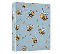 3 Ring Binder Cute Bee A4 Binders with Clip Hold 200 Sheets with PVC Pockets Files Organisation for School Office 1 Pack