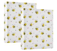 3 Ring Binder Cute Bee A4 Binders with Clip Hold 200 Sheets with PVC Pockets Files Organisation for School Office Supplies 2 Pack