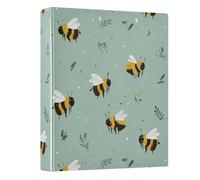3 Ring Binder Cute Bee Leaves A4 Binders with Clip Hold 200 Sheets with PVC Pockets Files Organisation for School Office Supplies 1 Pack