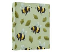 3 Ring Binder Cute Bees Green Leaves A4 Binders with Clip Hold 200 Sheets with PVC Pockets Files Organisation for School Office Supplies 1 Pack