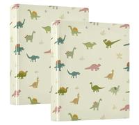 3 Ring Binder Cute Colorful Little Dinosaurs A4 Binders with Clip Hold 200 Sheets with PVC Pockets Files Organisation for School Office Supplies 2 Pack