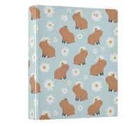 3 Ring Binder Cute Daisy Capybara A4 Binders with Clip Hold 200 Sheets with PVC Pockets Files Organisation for School Office Supplies 1 Pack