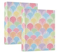 3 Ring Binder Cute Fish Scales A4 Binders with Clip Hold 200 Sheets with PVC Pockets Files Organisation for School Office Supplies 2 Pack