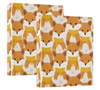 3 Ring Binder Cute Little Foxes A4 Binders with Clip Hold 200 Sheets with PVC Pockets Files Organisation for School Office 2 Pack