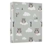 3 Ring Binder Cute Little Owls Gray A4 Binders with Clip Hold 200 Sheets with PVC Pockets Files Organisation for School Office Supplies 1 Pack