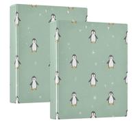 3 Ring Binder Cute Penguins A4 Binders with Clip Hold 200 Sheets with PVC Pockets Files Organisation for School Office Supplies 2 Pack