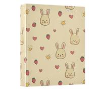 3 Ring Binder Cute Rabbit Face Heart Suns A4 Binders with Clip Hold 200 Sheets with PVC Pockets Files Organisation for School Office Supplies 1 Pack