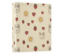 3 Ring Binder Cute Rabbit Heart Strawberries A4 Binders with Clip Hold 200 Sheets with PVC Pockets Files Organisation for School Office Supplies 1 Pack