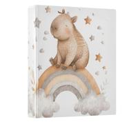 3 Ring Binder Cute Rainbow Star Capybara A4 Binders with Clip Hold 200 Sheets with PVC Pockets Files Organisation for School Office Supplies 1 Pack