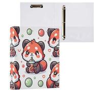 3 Ring Binder Cute Red Panda with Bubble Tea Cartoon, 1.5 Inch Round Ring Binder 200 Sheets View-Binders A4 Paper Binder Organizer for Home School Office, 1 Pack