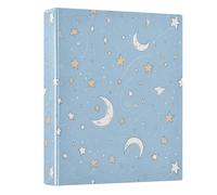 3 Ring Binder Cute Star and Moon Blue A4 Binders with Clip Hold 200 Sheets with PVC Pockets Files Organisation for School Office Supplies 1 Pack