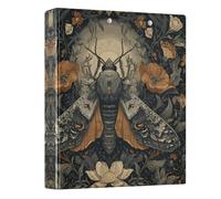 3 Ring Binder Dark Gray Moth Flower A4 Binders with Clip Hold 200 Sheets with PVC Pockets Files Organisation for School Office Supplies 1 Pack